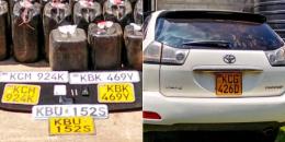 A collage of number plates and vehicle from a crime scene.